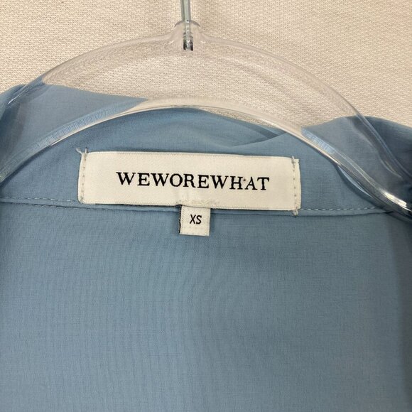 WeWoreWhat Revolve Cropped Quarter Zip Pullover Solid- Dusty Blue XS - Picture 3 of 11